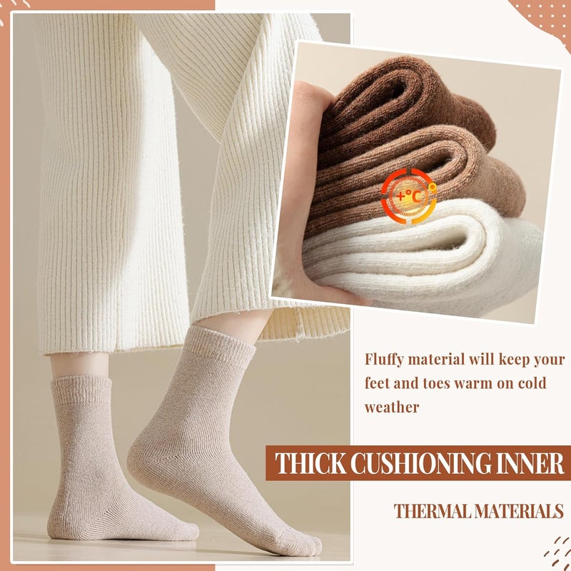Velice Merino Wool Socks for Women 5 Pairs Warm Winter Hiking Thick Thermal Cozy Boot Work Soft Ladies Crew Socks - Image 2